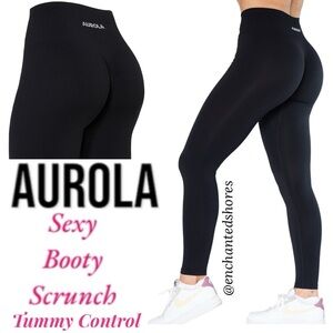 Sexy Booty Lift Scrunch Leggings Tummy Control Seamless Aurola Black Size Medium